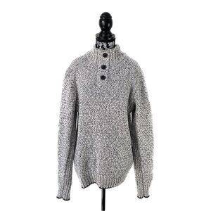 Y2K ROOTS Snowy Fox Salt Pepper Mock Neck Cotton Knit Sweater Quiet Luxury